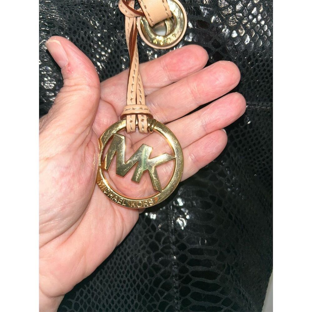 Michael Kors Black Python Embossed Leather Should… - image 3